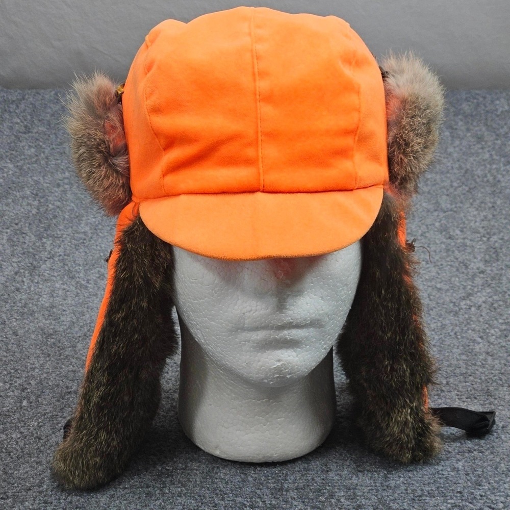 Mad Bomber Trapper Hat Blaze Orange Size M Faux Fur Ear Flap Hunting Aviator